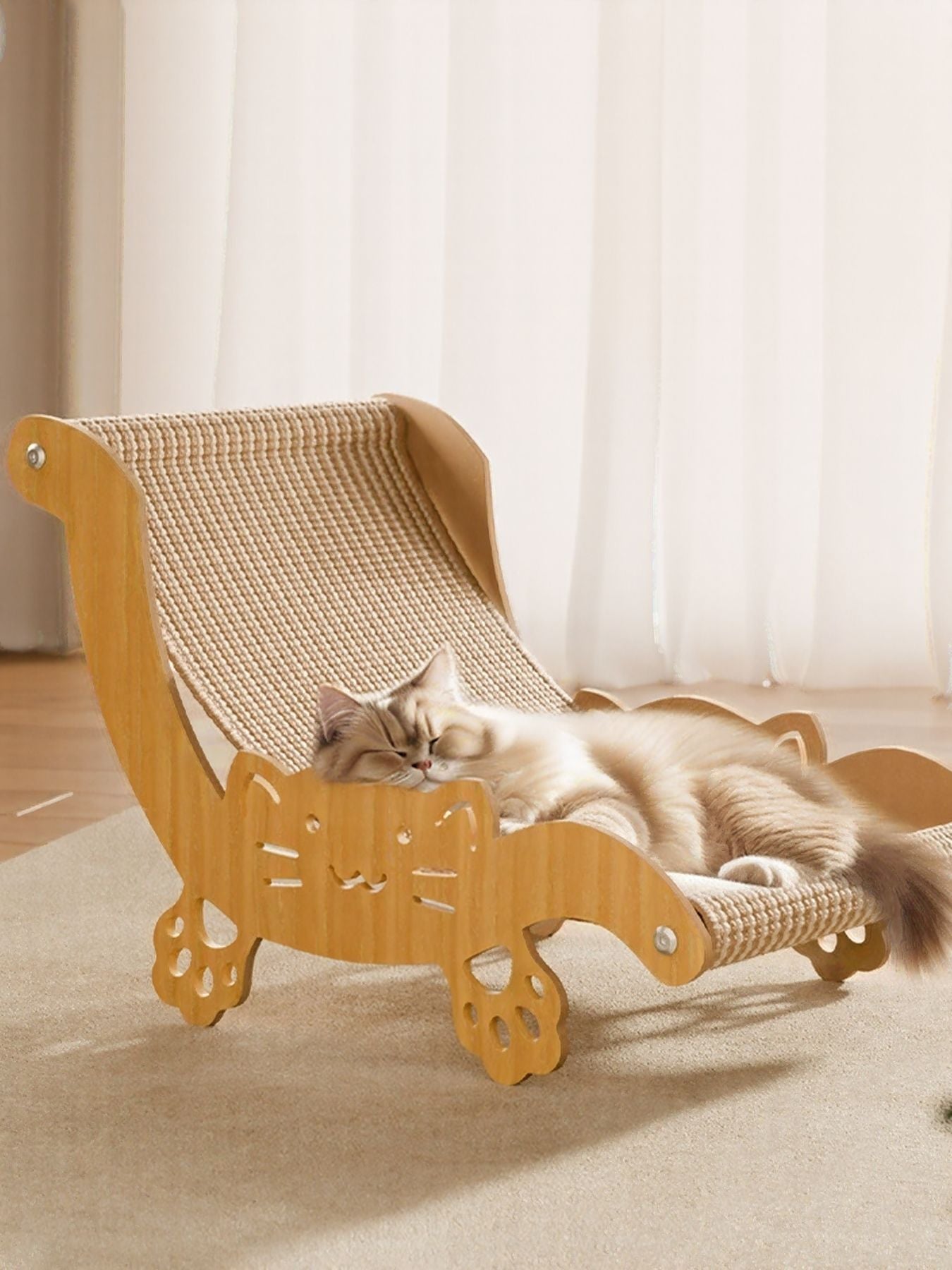Cat Scratching Board Recliner with Sisal Mat