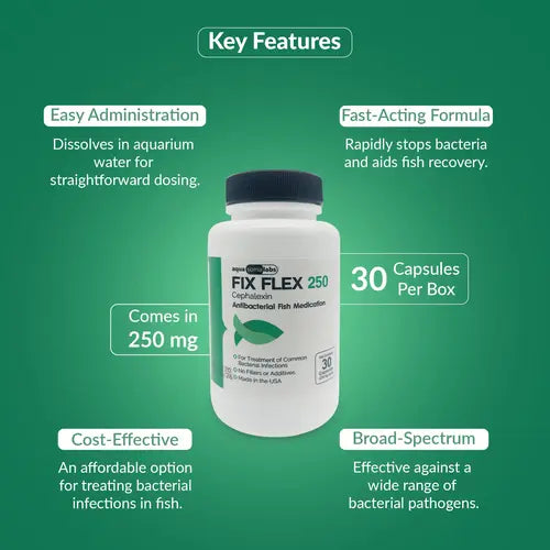 Fish Ceph 250mg Capsules for Aquarium Fish – 30 Count – Water Care Support