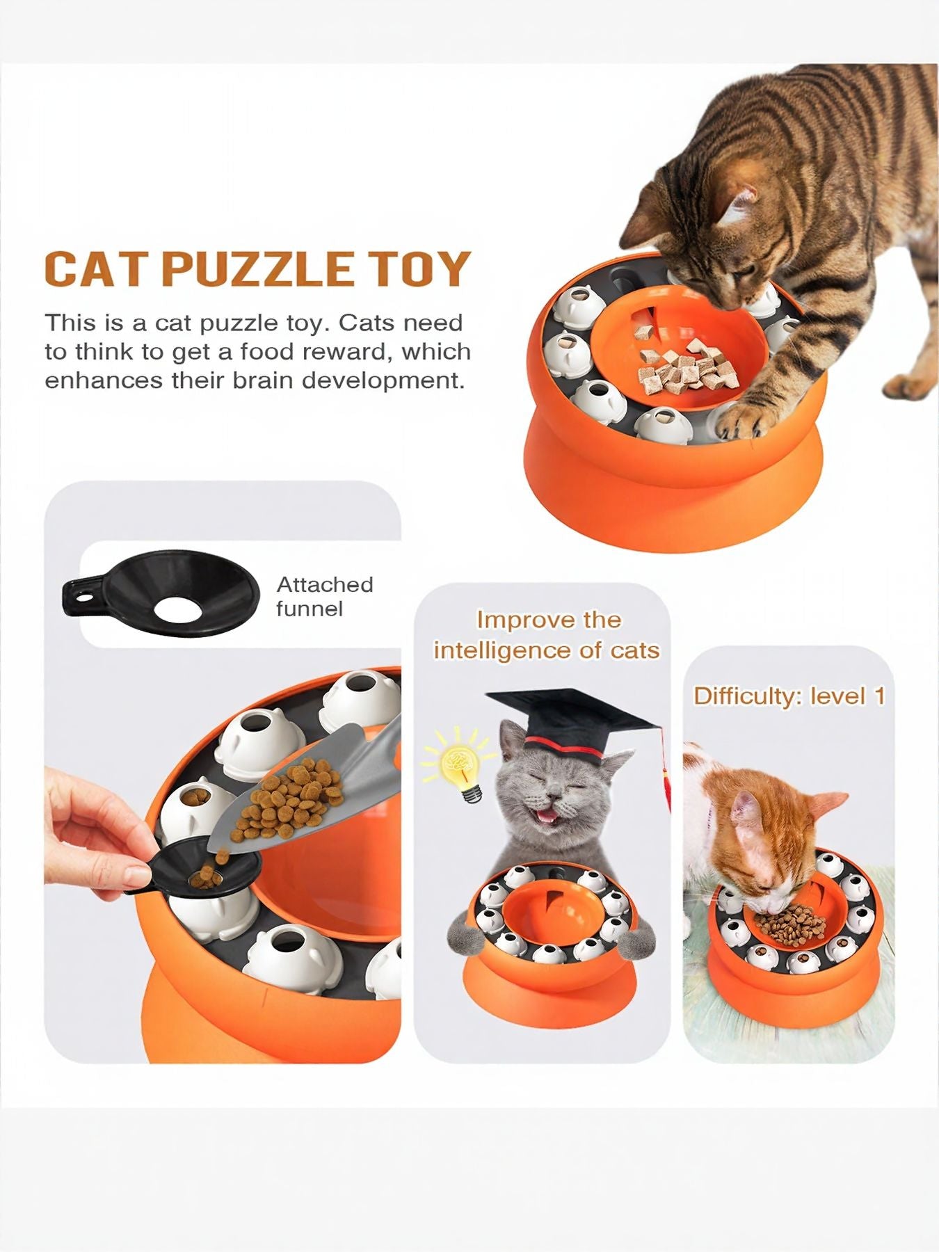 Interactive Cat Treat Dispenser Puzzle Toy