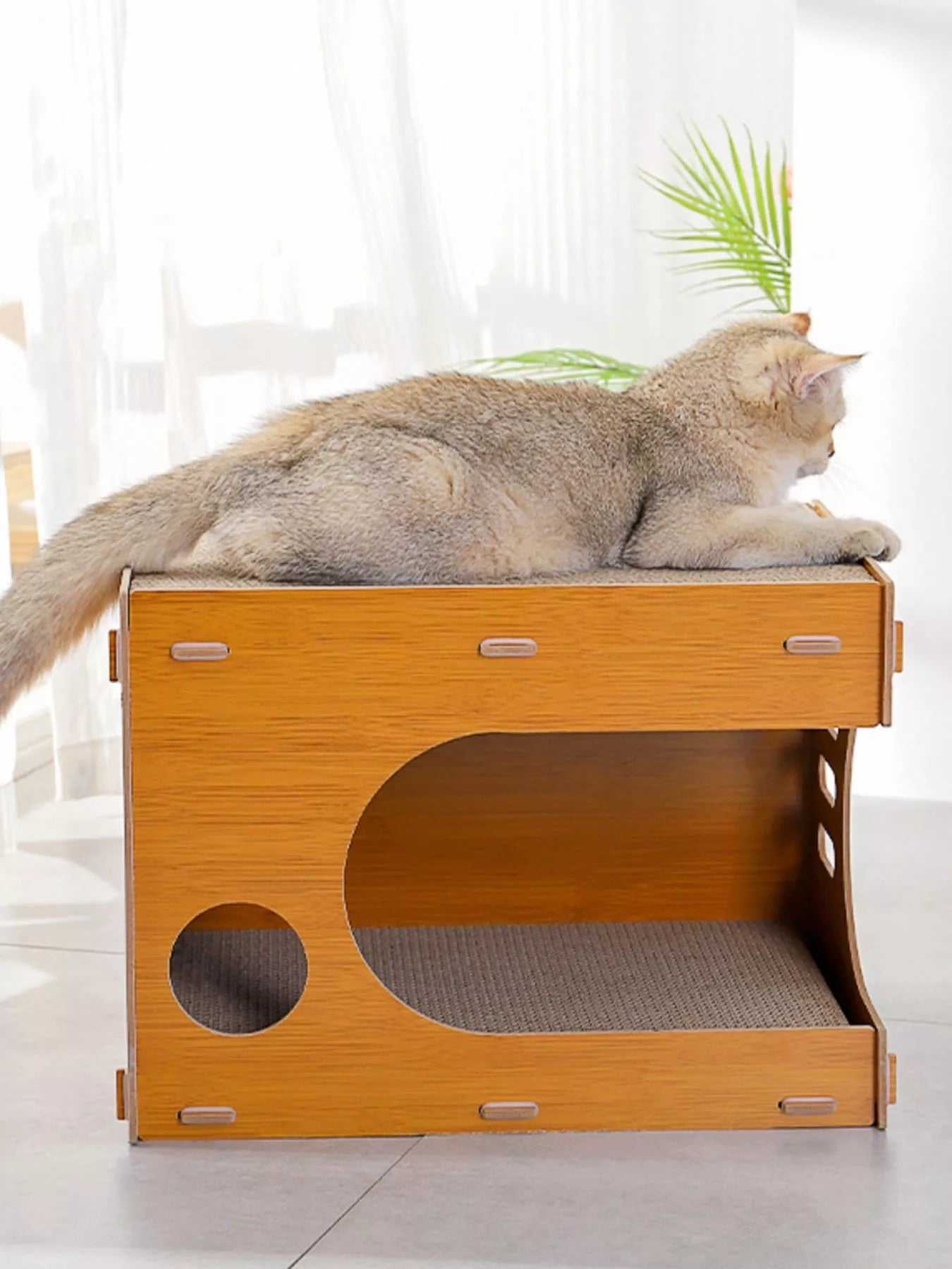 Wooden Corrugated Paper Cat House