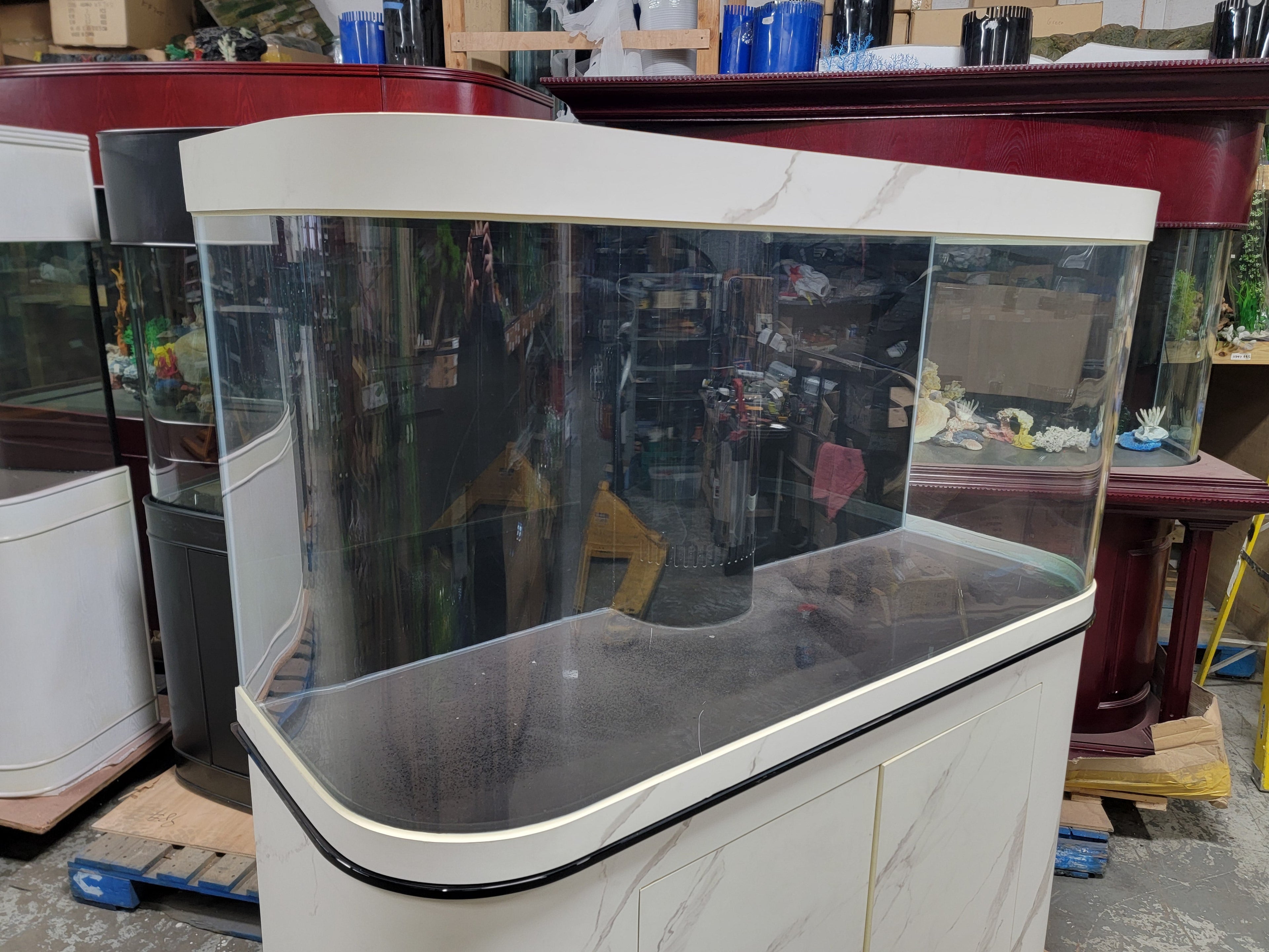 White 'Marble' Reef Ready 170g Glass Bayview Flat Panoramic Aquarium Fish Tank Set