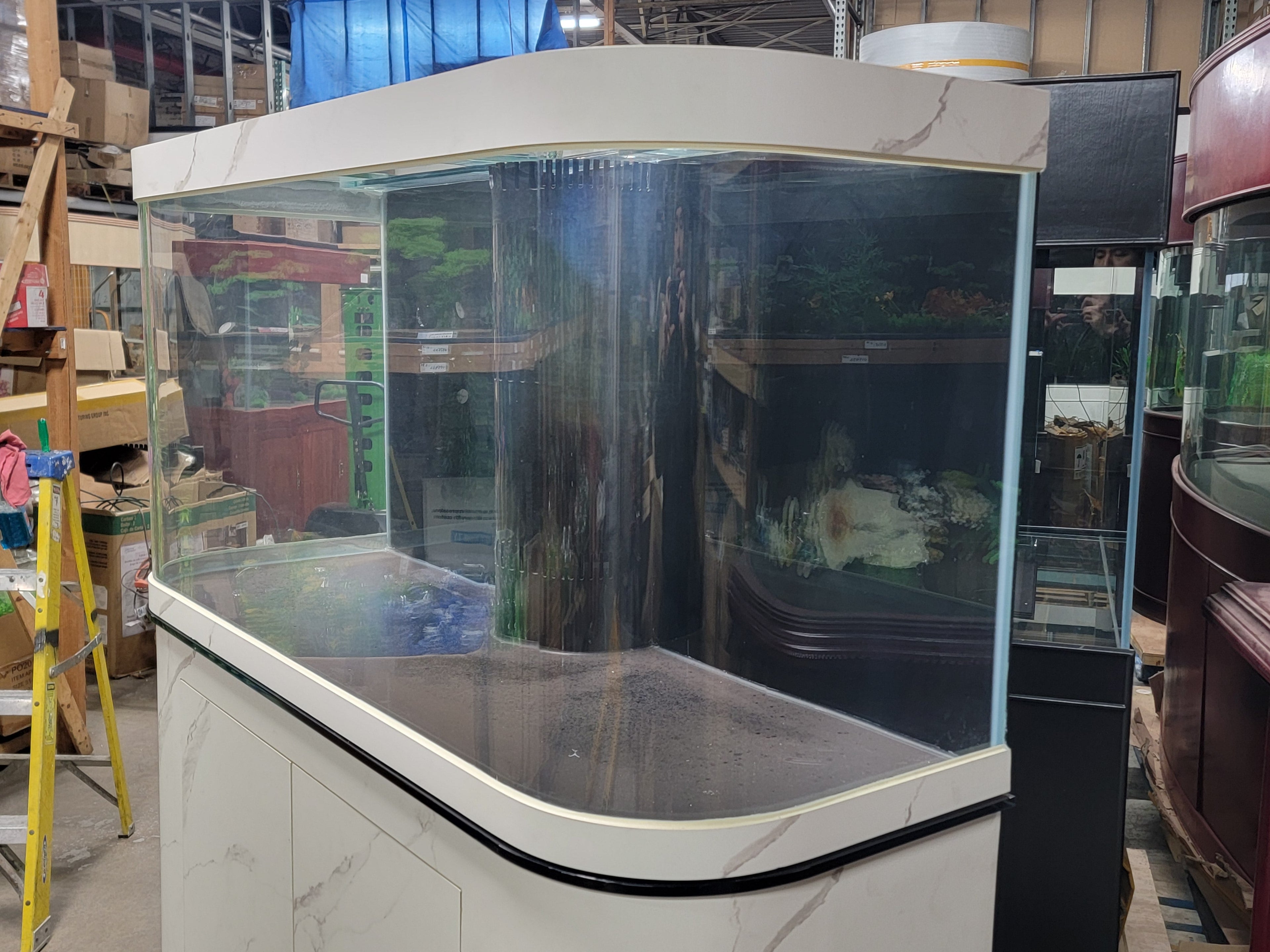 White 'Marble' Reef Ready 170g Glass Bayview Flat Panoramic Aquarium Fish Tank Set