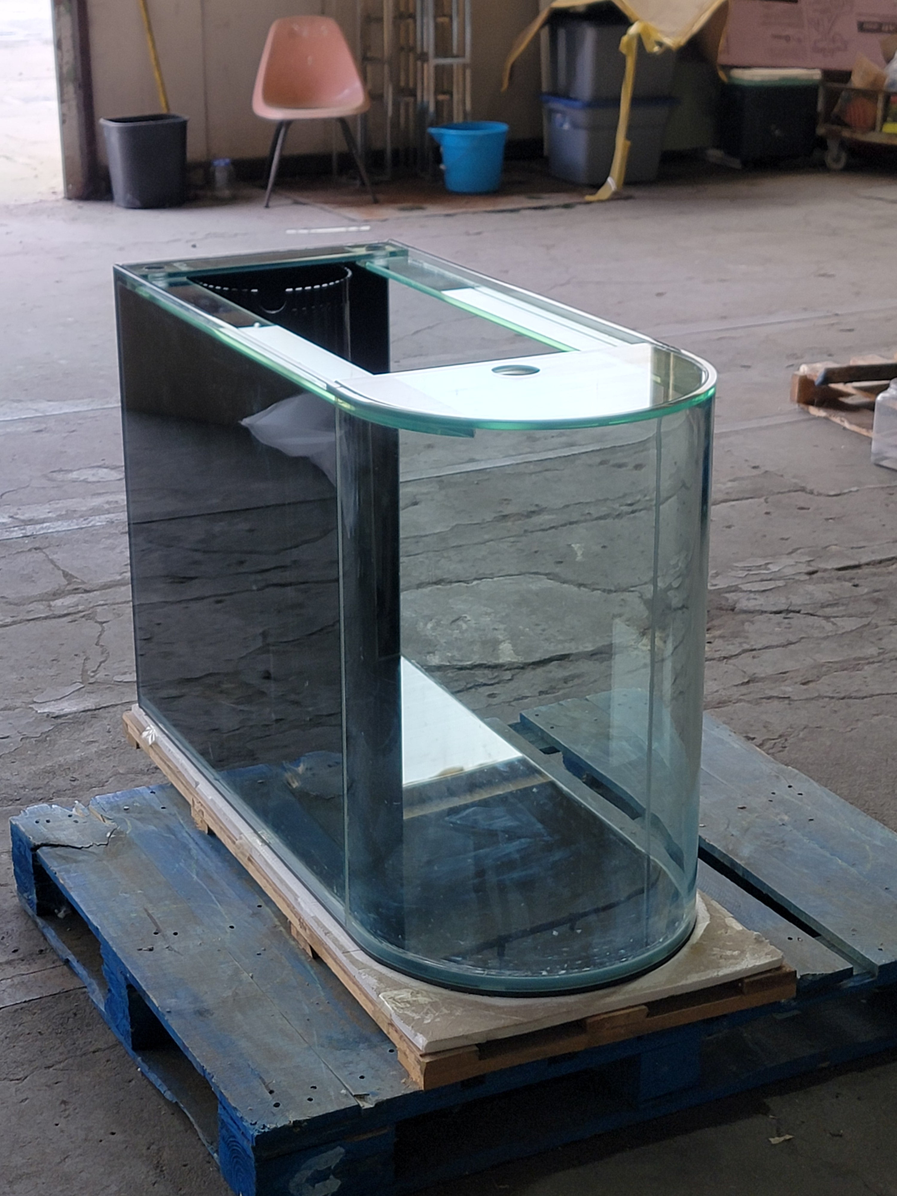 120 Gallon U-Shape Bullnose Peninsula Divider Glass Aquarium Reef-Ready in Rose Cherry Real Wood Furniture
