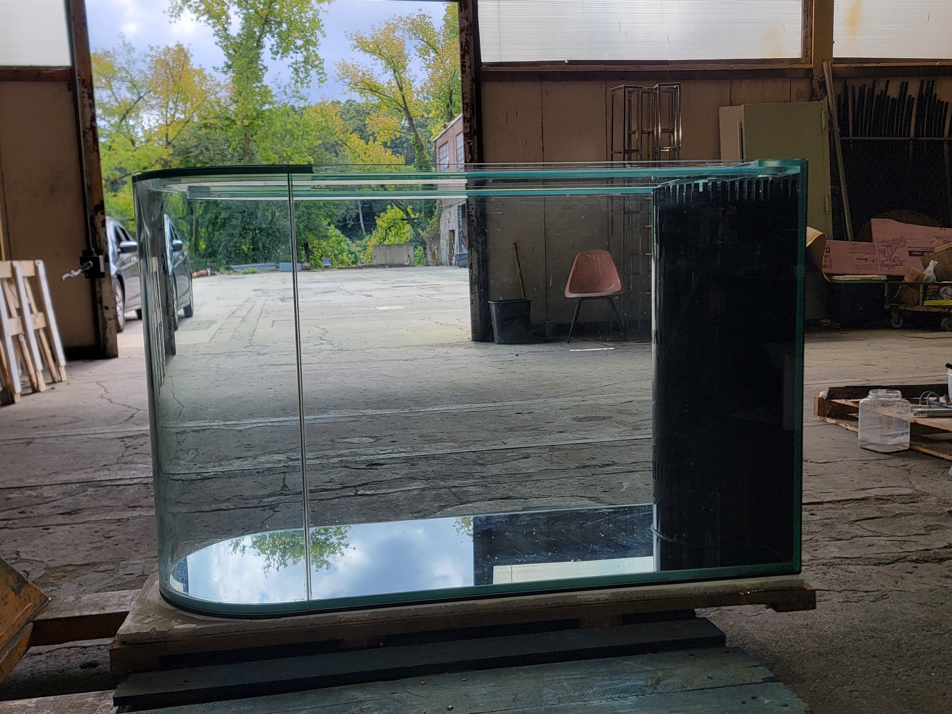 120 Gallon U-Shape Bullnose Peninsula Divider Glass Aquarium Reef-Ready in Rose Cherry Real Wood Furniture