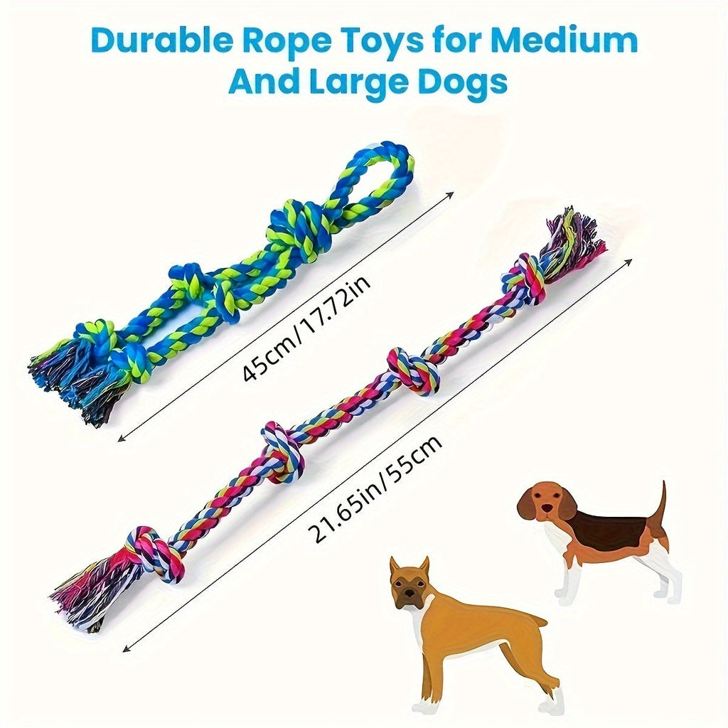 Tough Dog Rope Toys For Aggressive Chewers, Tough Tug Of War Dog Toys For Large, Medium & Small Dogs