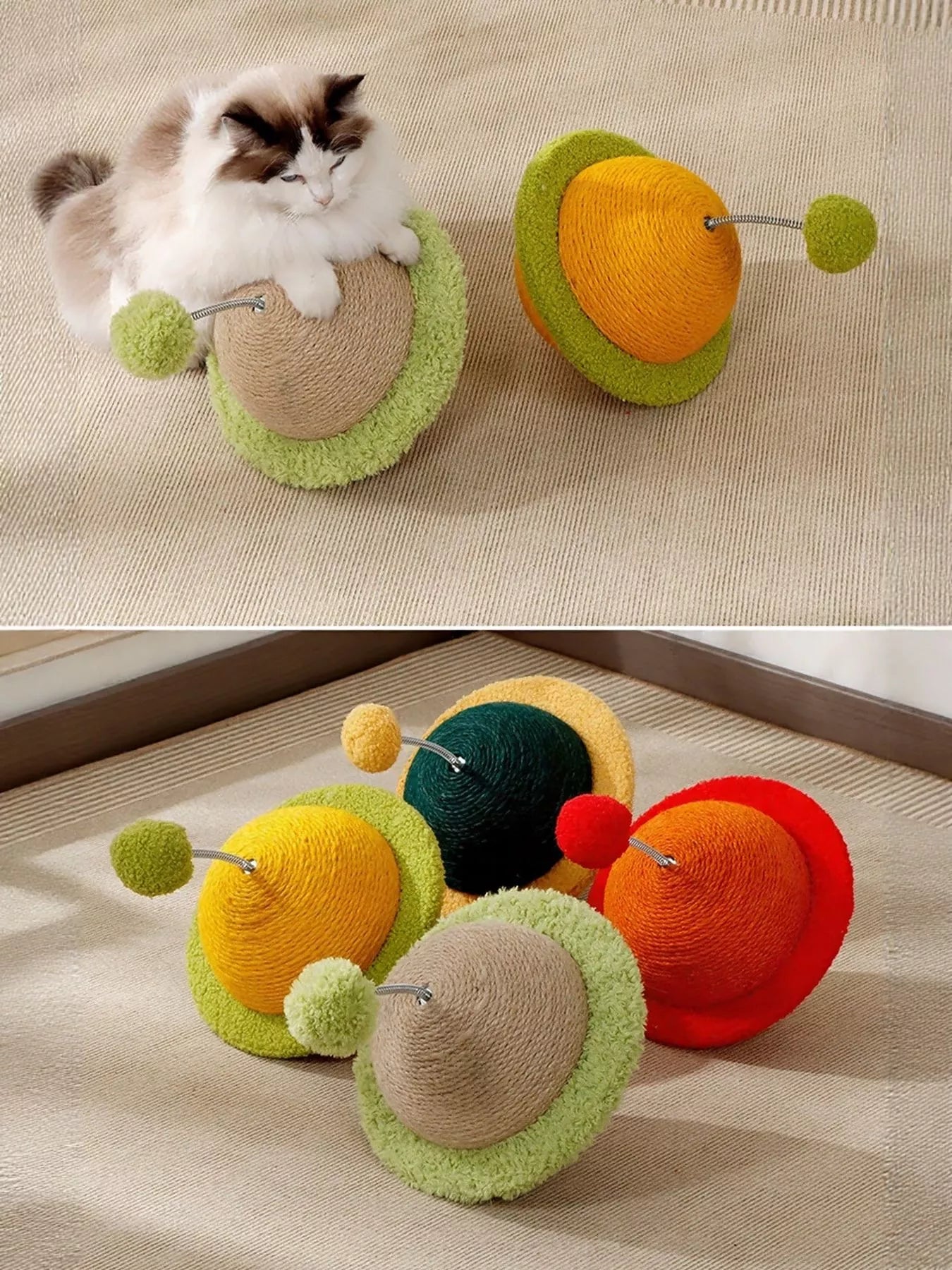 Planet-Shaped Interactive Cat Toy with Sisal Scratching Surface