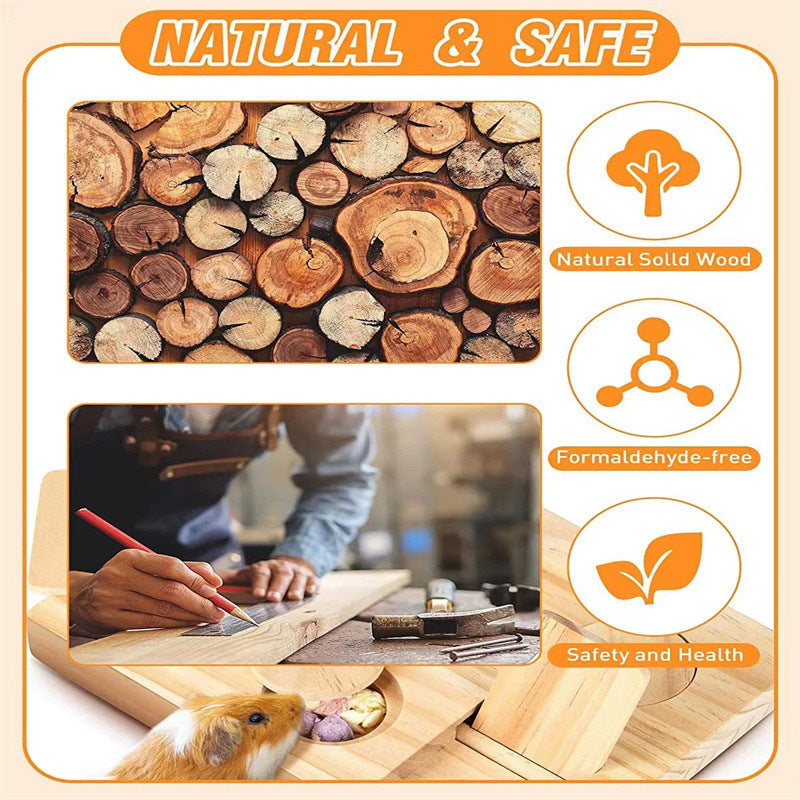 Wooden Hamster Feeder Household Feeding Snack Dispenser