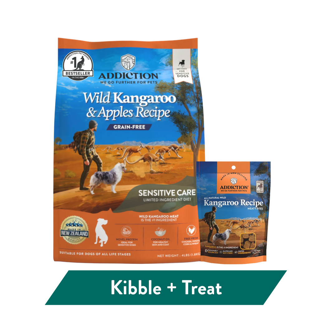 Addiction Wild Kangaroo Dry Dog Food & Meaty Bites Dog Treats Bundle