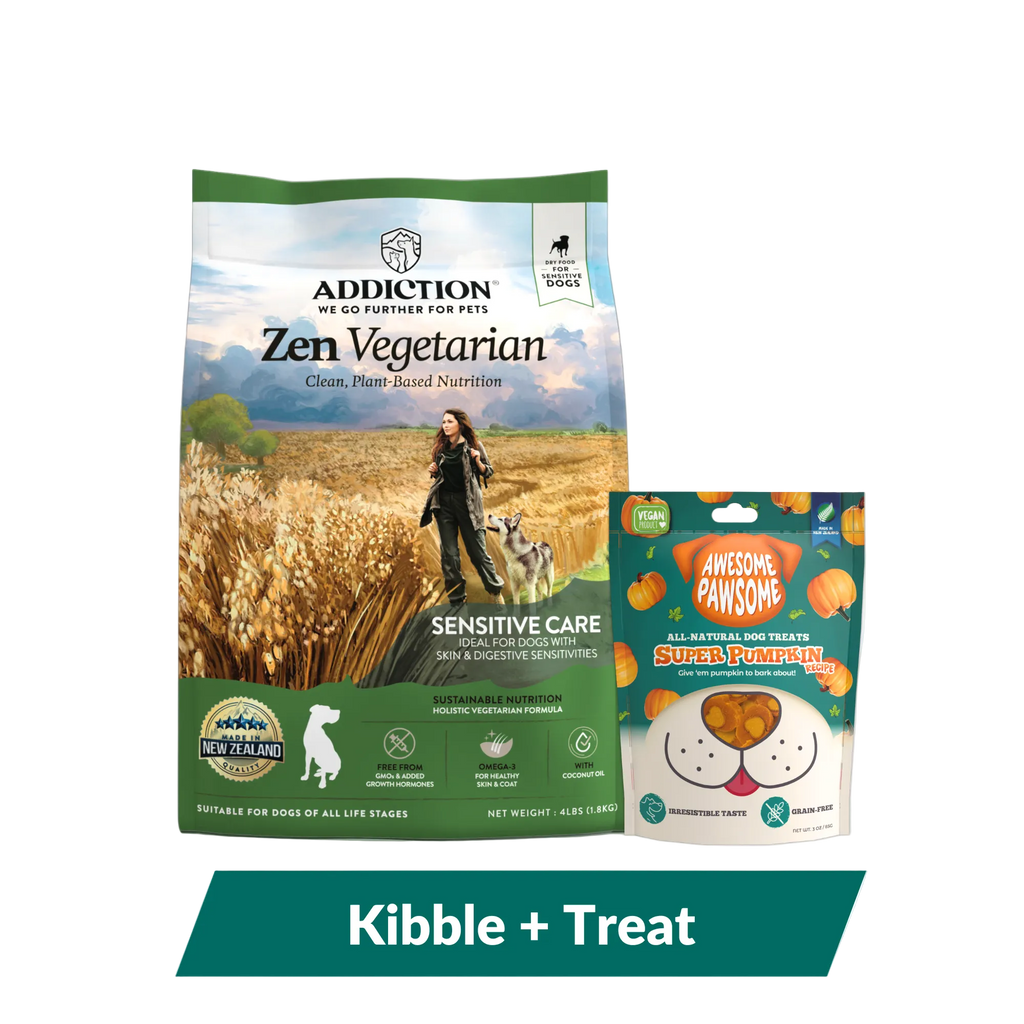 Addiction Zen Vegetarian Dog Food & Vegan Treats Bundle