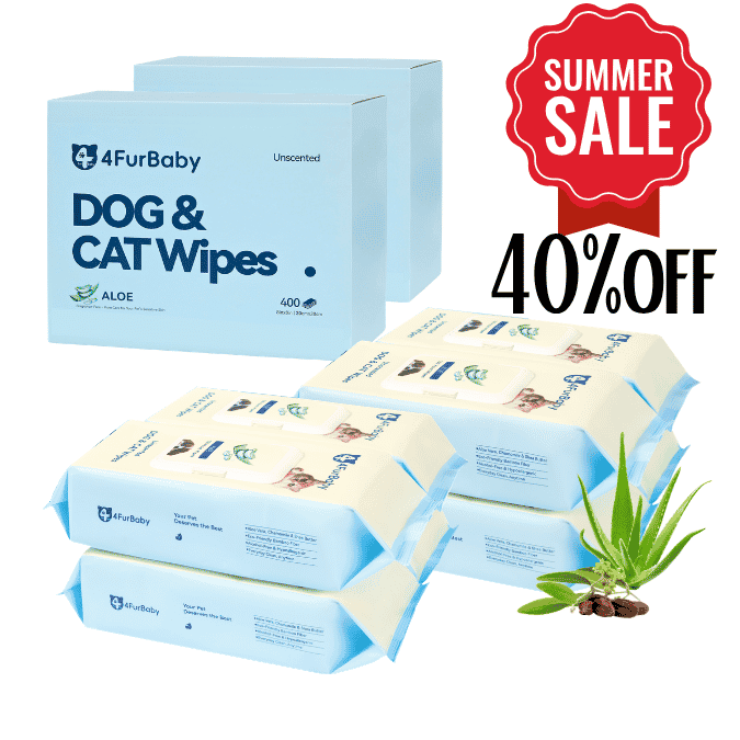 4FurBaby Dog & Cat Grooming Wipes, Plant-Based, Hypoallergenic, 400 Count