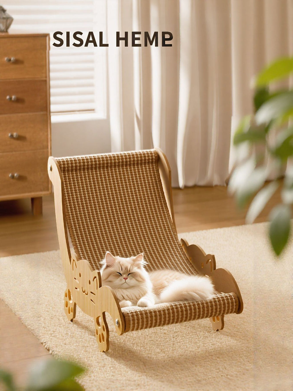 Cat Scratching Board Recliner with Sisal Mat