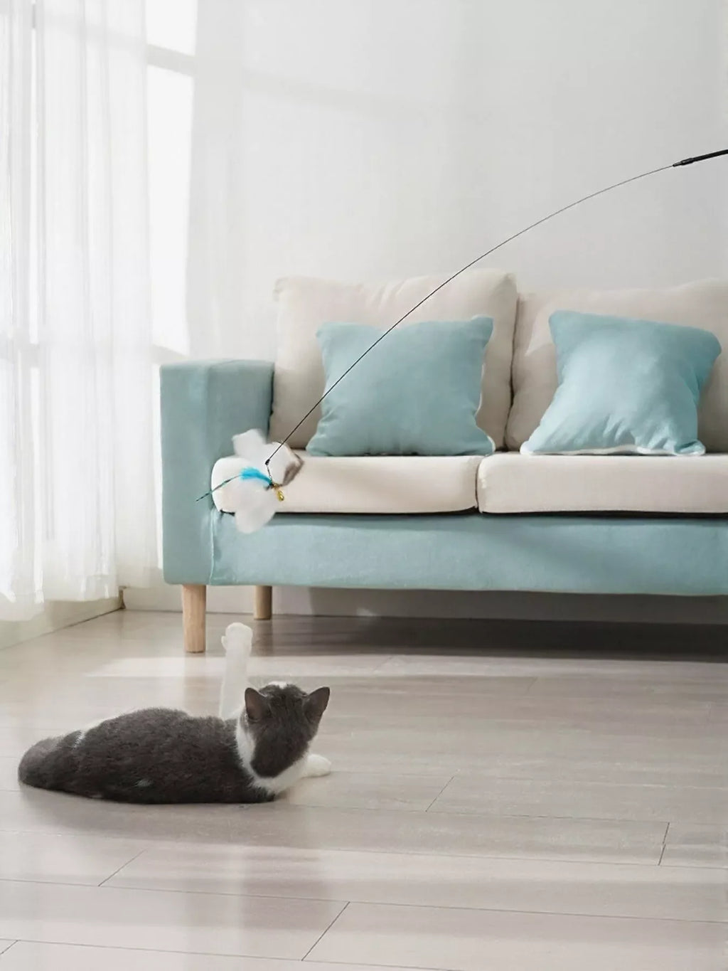 Interactive Feather Teaser Cat Wand Toy