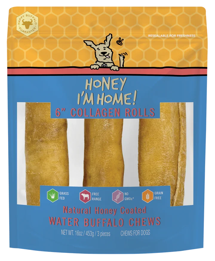 Honey Dog Buffalo Collagen Rolls 6" (3pk)
