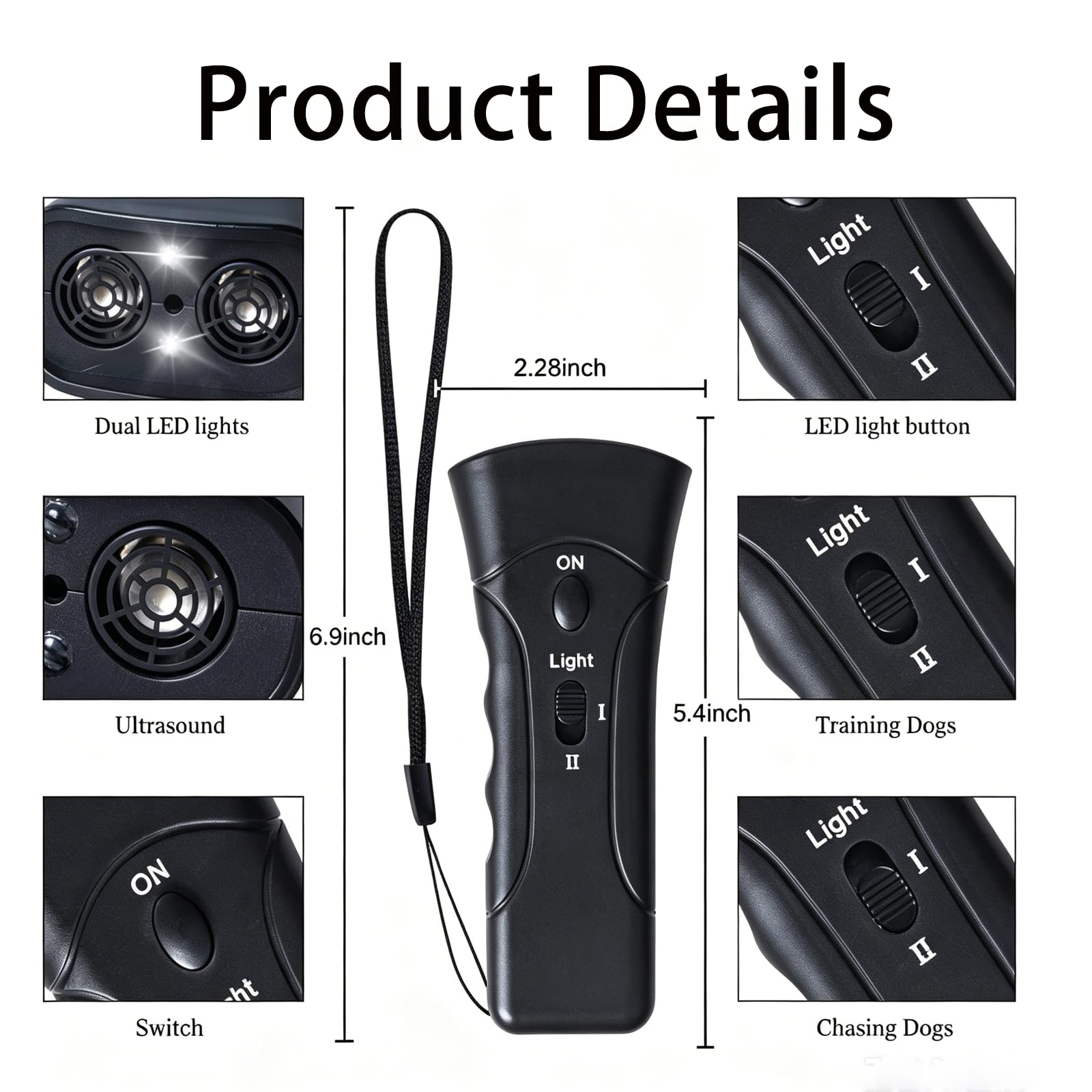 Trainer Ultrasonic For Dogs, Anti Barking Device, Portable Ultrasonic Dog Barking, Anti Barking Dog Training Device With Flashlight With LED Light, 3 Training Modes For Indoor Outdoor