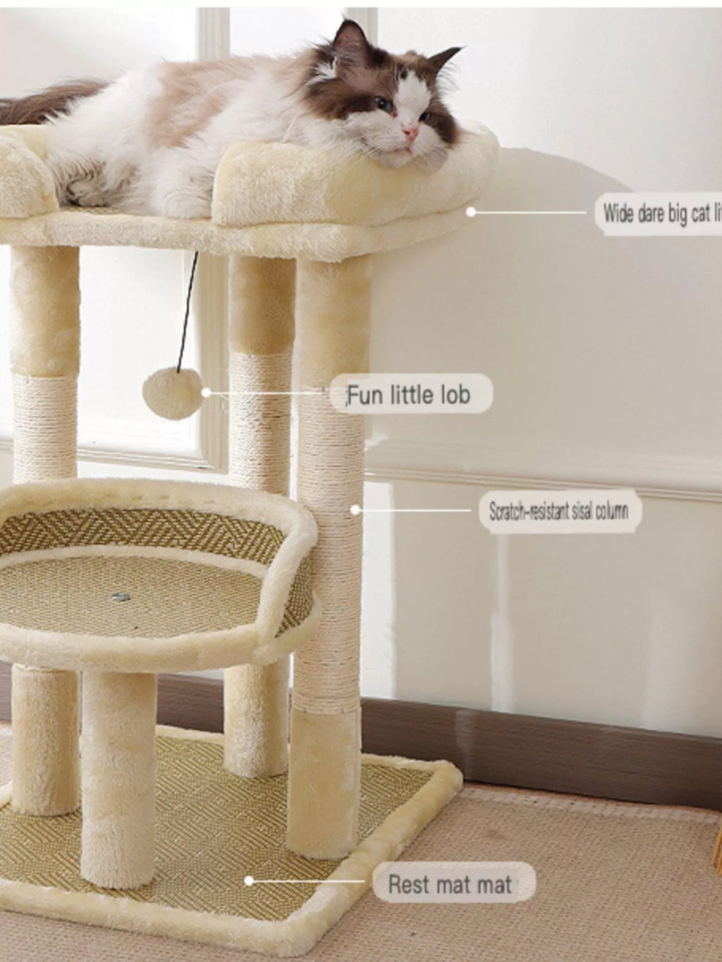 Plush Cat Tree Condo with Scratching Posts