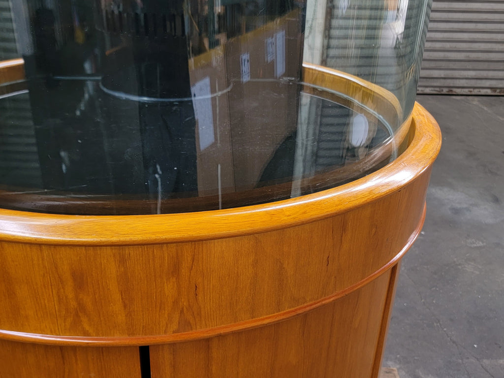 90 Gallon Glass 3/4 Cylinder Round Reef Aquarium With Stand and Canopy in Golden Oak