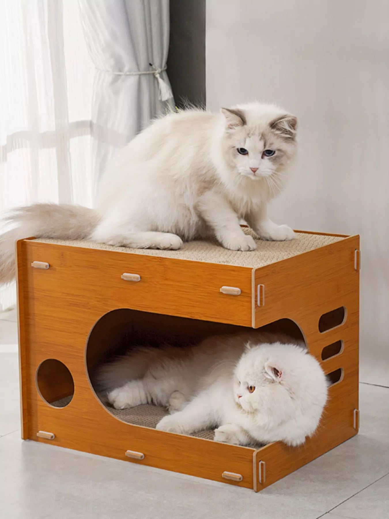 Wooden Corrugated Paper Cat House