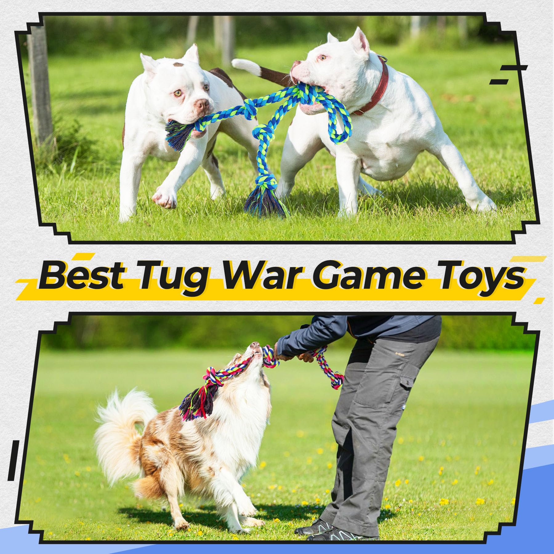 Tough Dog Rope Toys For Aggressive Chewers, Tough Tug Of War Dog Toys For Large, Medium & Small Dogs