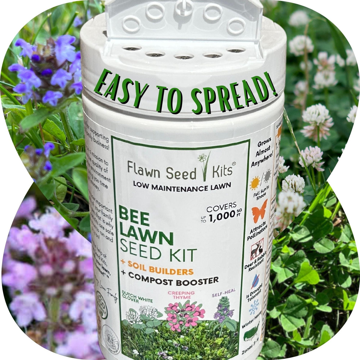 Bee Lawn Seed Kit - Easy Spread Shaker