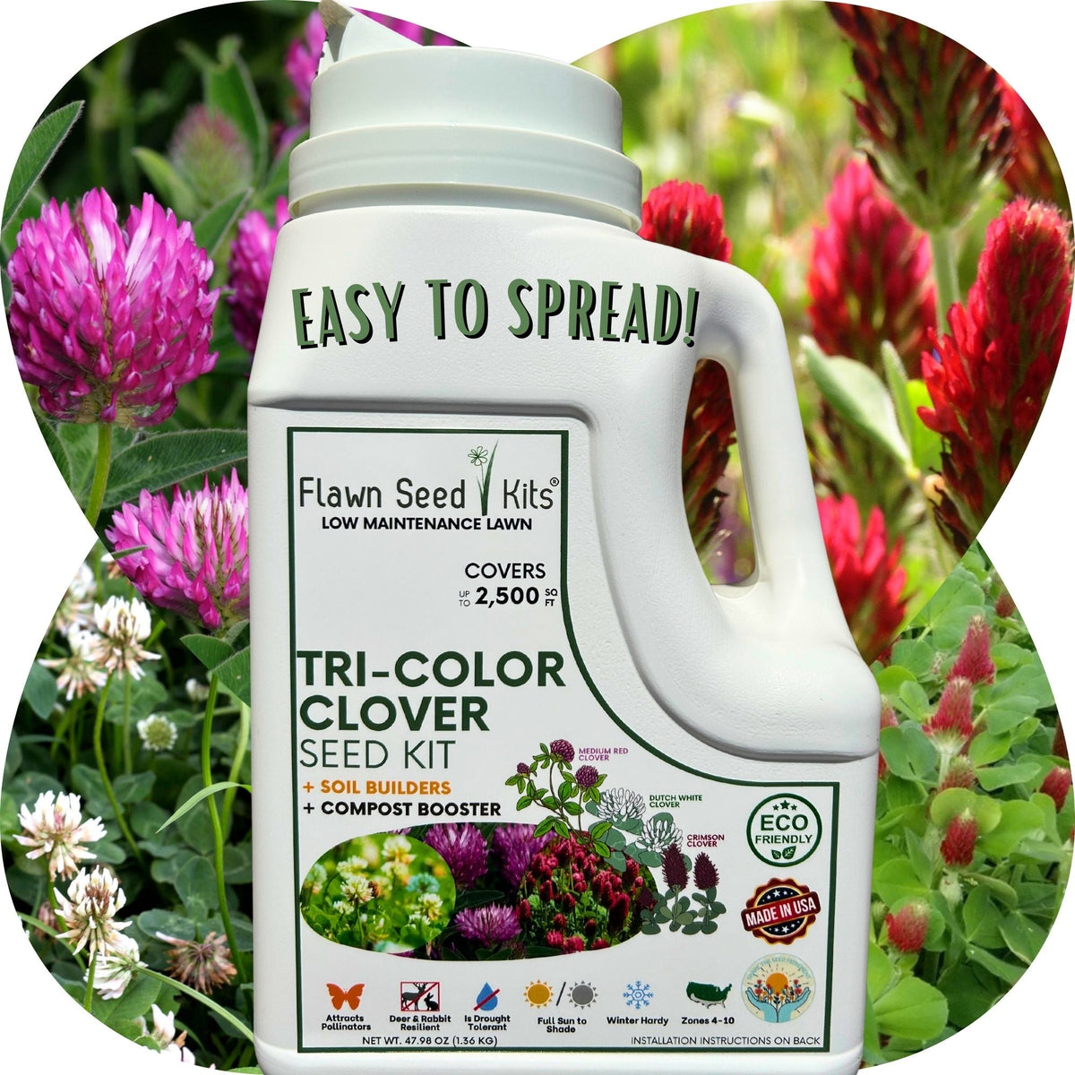 Tri-Color Clover Seed Easy Spread Shaker