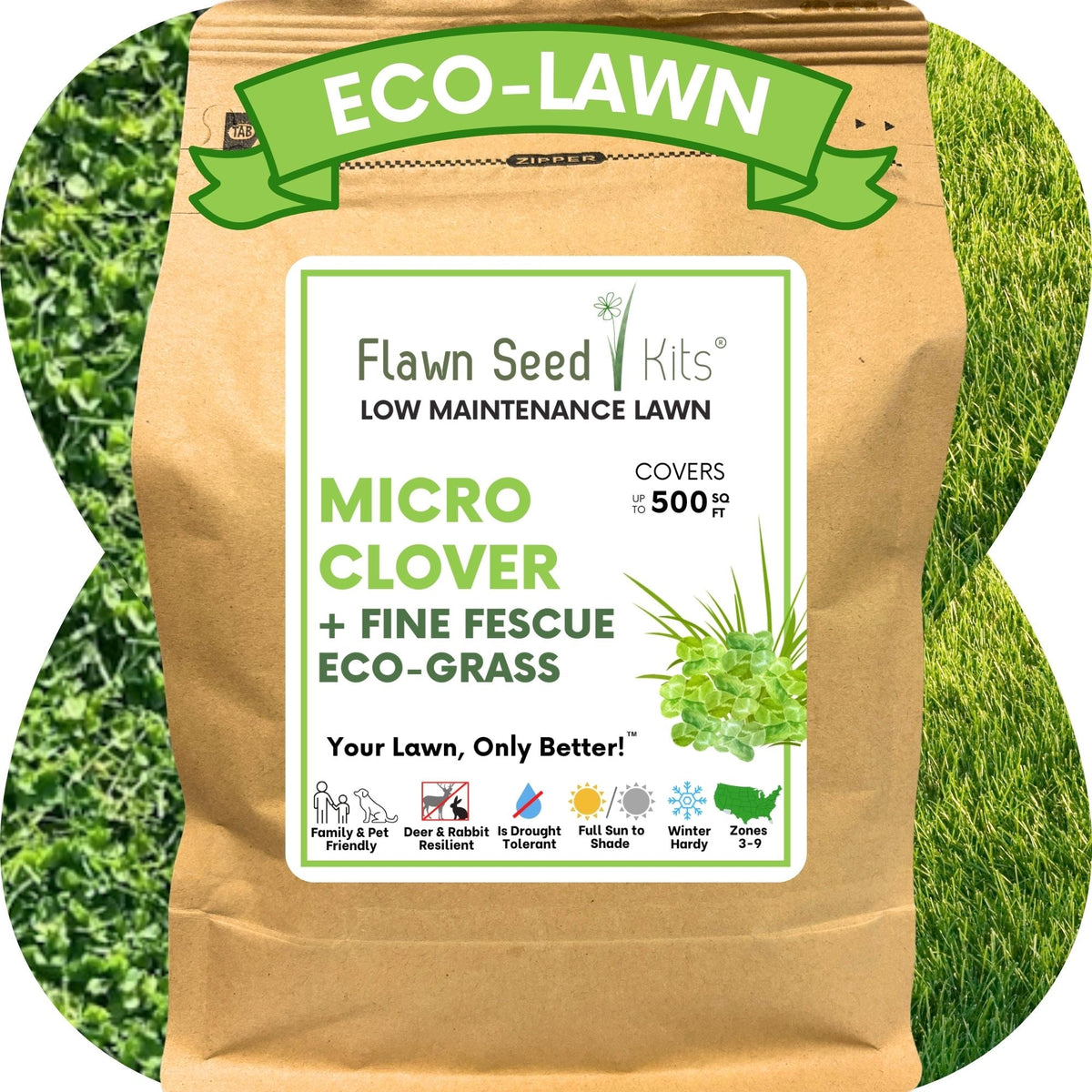 Micro Clover + Mow Less Grass Seed