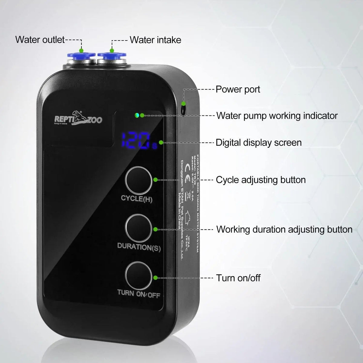 Reptile Humidifier Mini Auto Misting System Rainforest Spray Nozzles