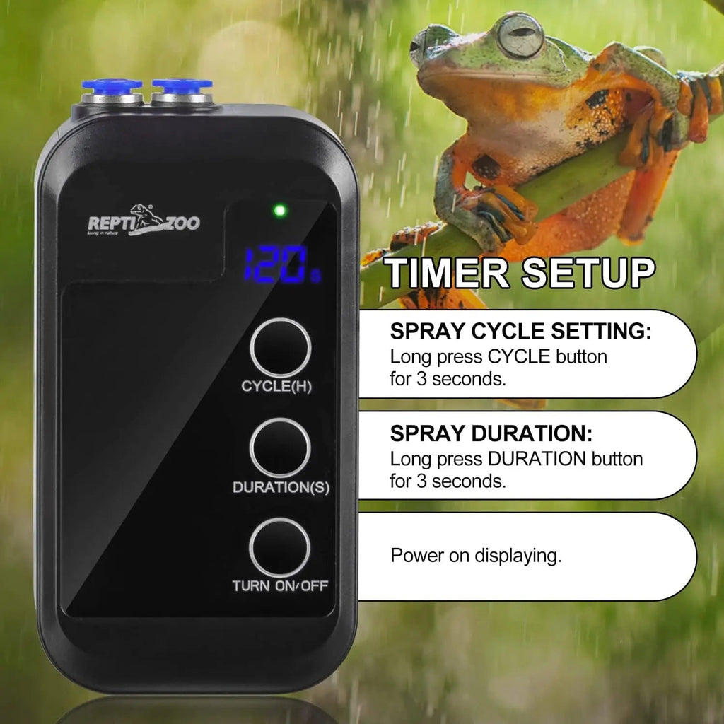Reptile Humidifier Mini Auto Misting System Rainforest Spray Nozzles