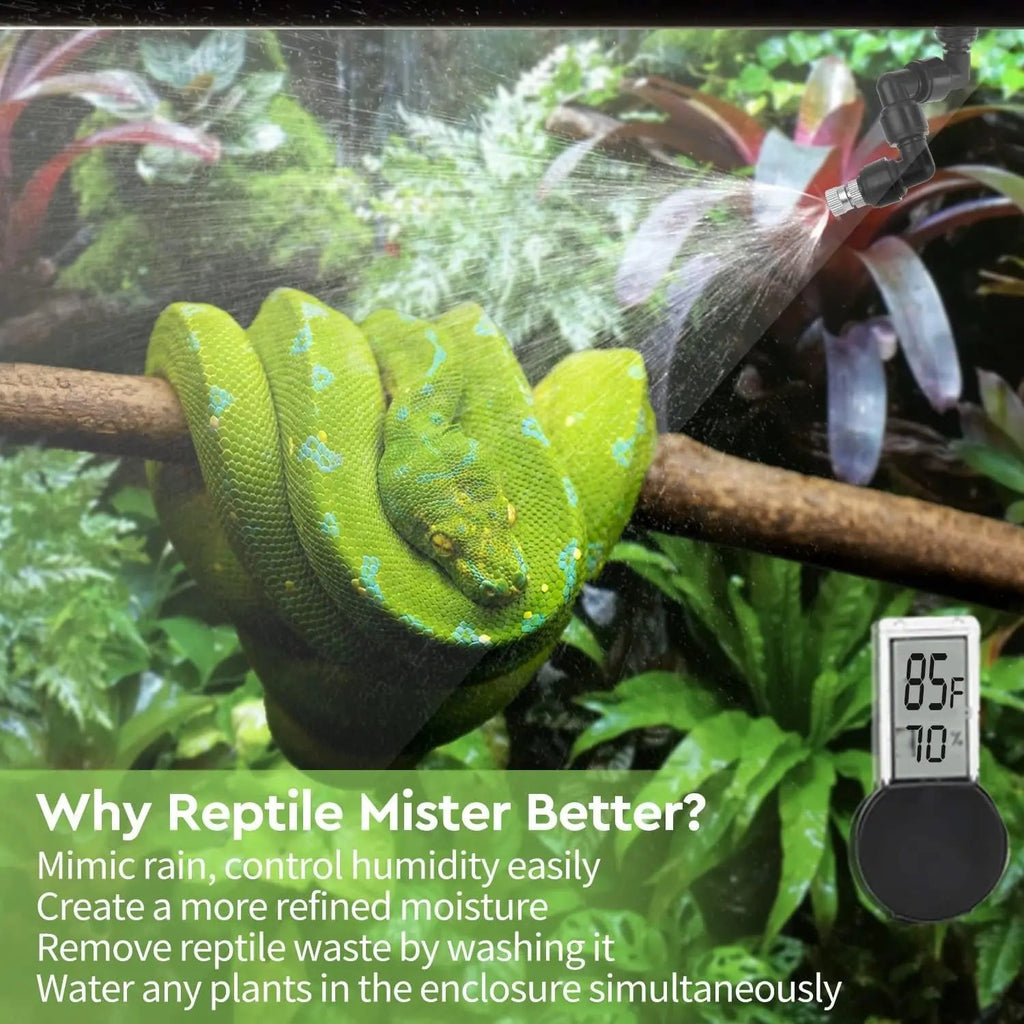 Reptile Misting System Humidifier with Timer & Adjustable Spray Nozzles