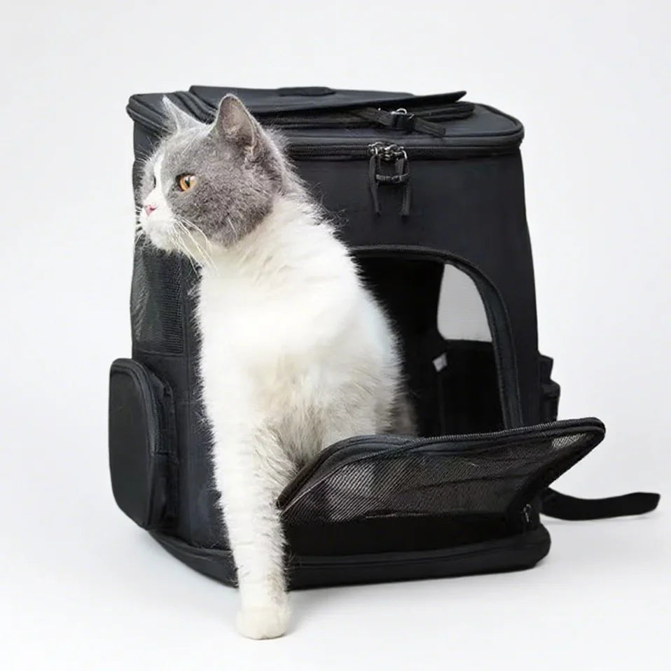 Pet Carrier Backpack Expandable for Cats Dogs Under 18 LB | Breathable Mesh Cat Backpack Carrier Bag | Foldable Dog Backpack