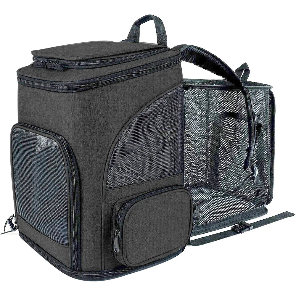Pet Carrier Backpack Expandable for Cats Dogs Under 18 LB | Breathable Mesh Cat Backpack Carrier Bag | Foldable Dog Backpack