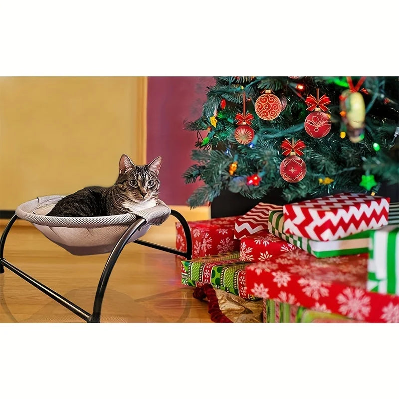 Cat Bed Stable Structure Detachable Excellent Breathability Easy Assembly Indoors Outdoors Free-Standing Sleeping Pet Hammock