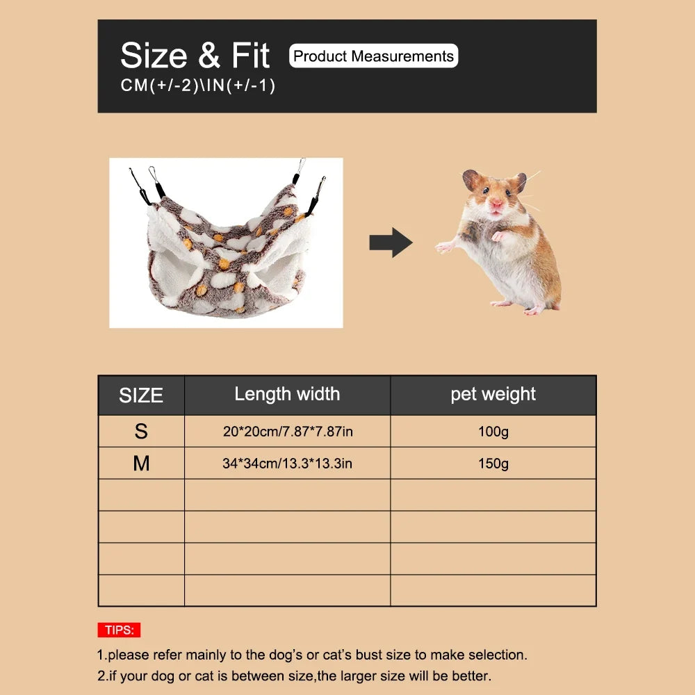 1PC Winter Warm Double-Layer Hammock Small Pet Hammock Suspended Squirrel Sleeping Bag Pet Supplies Hamster Hammock