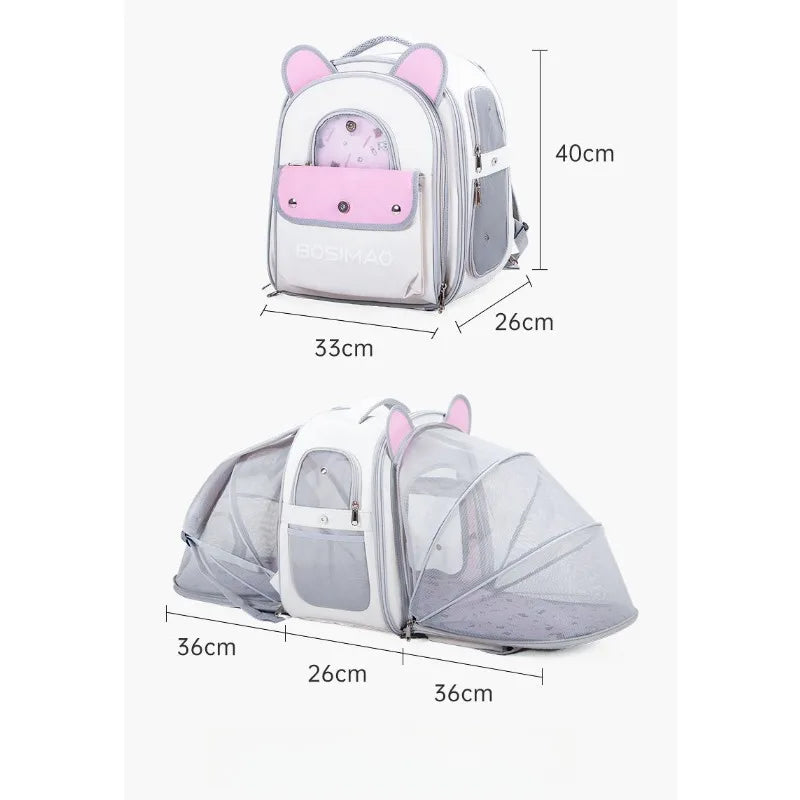 2-in-1 Cat Carrier Backpack Dual Expandable Backpack Foldable Breathable Carrier Pets and Small Dogs transporte pet backpack