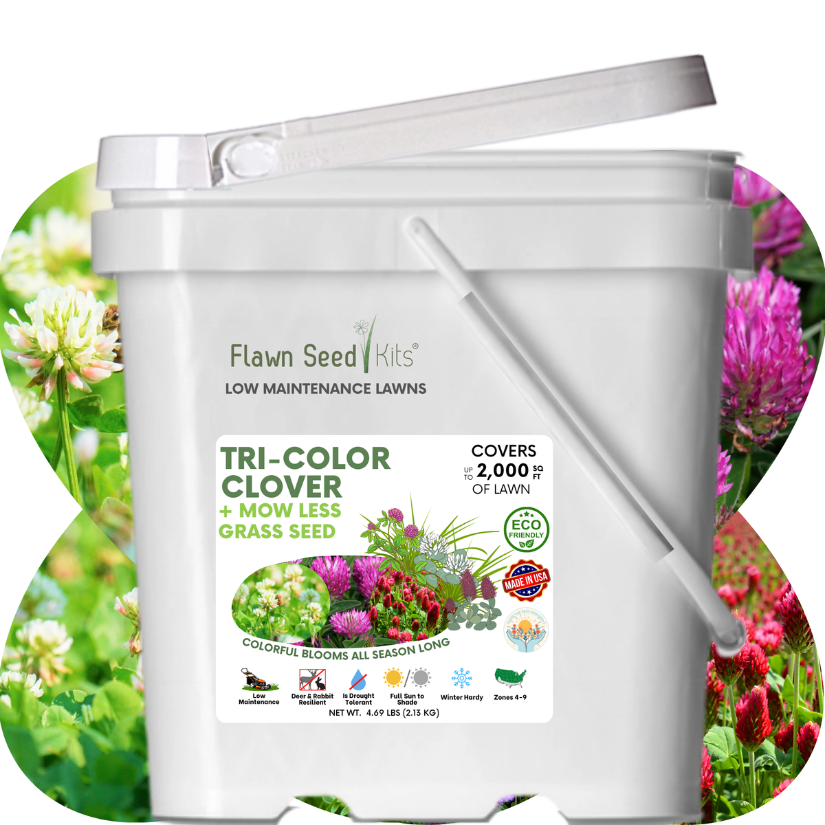 TRI-Color Clover + Mow Less Grass Seed