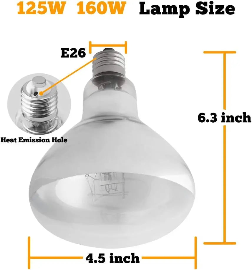 UVA UVB Reptile High Intensity Basking Heat Lamp Bulb 80W 125W 160W