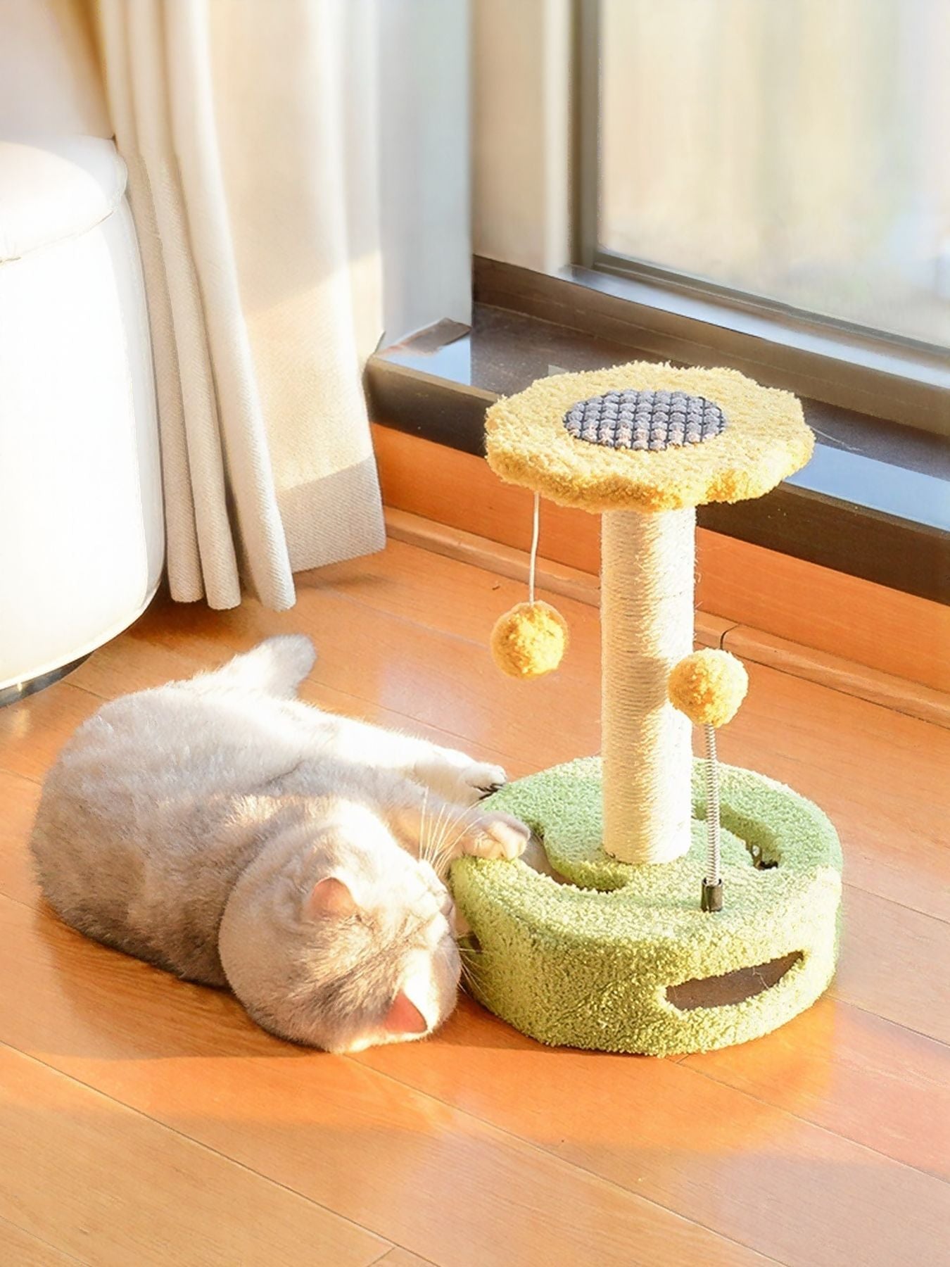 Cat Scratching Posts with Dangling Balls
