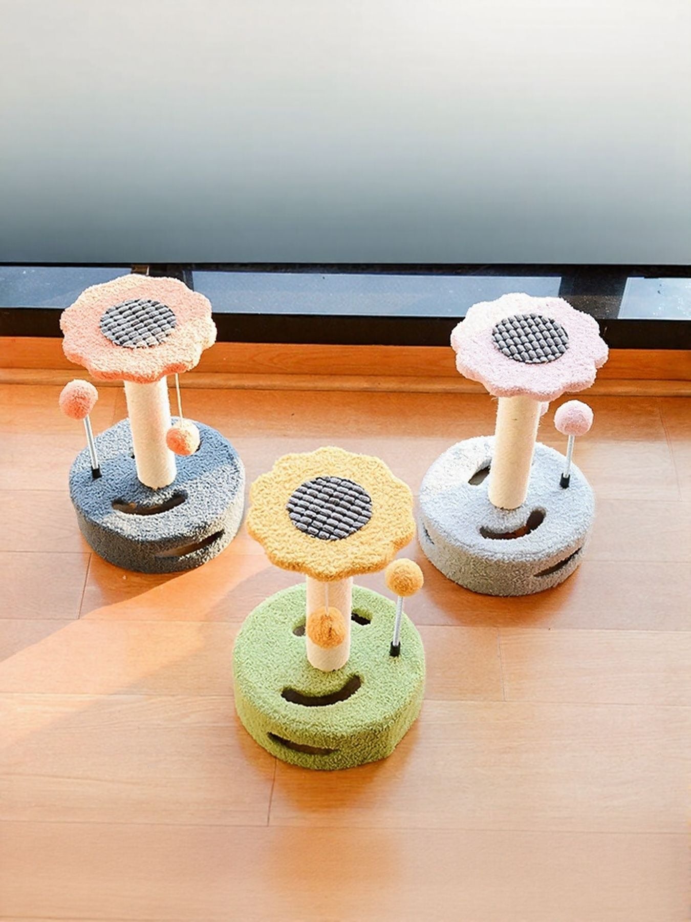 Cat Scratching Posts with Dangling Balls