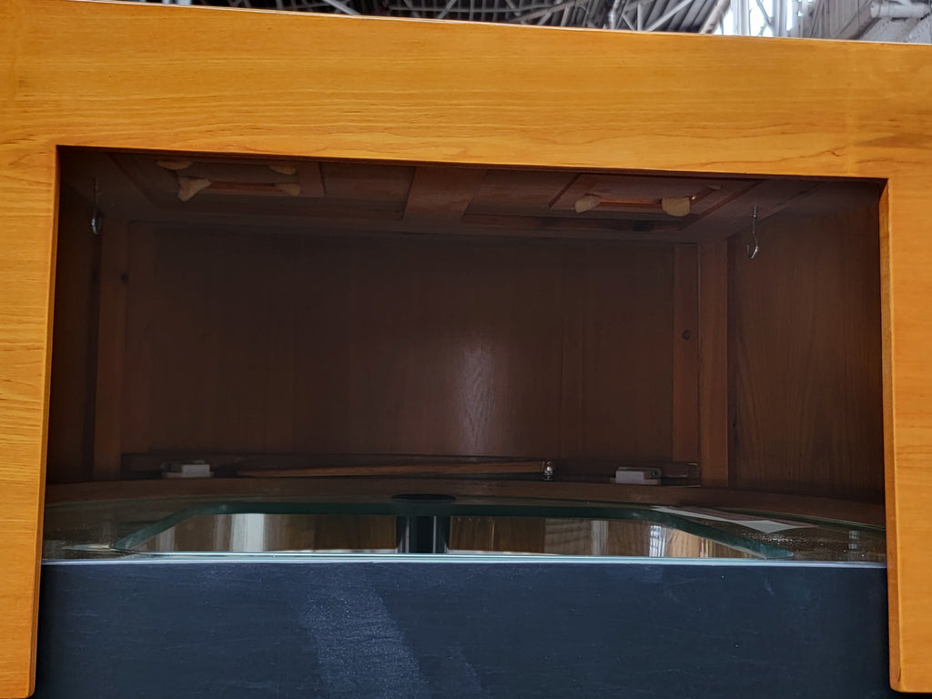 90 Gallon Glass 3/4 Cylinder Round Reef Aquarium With Stand and Canopy in Golden Oak