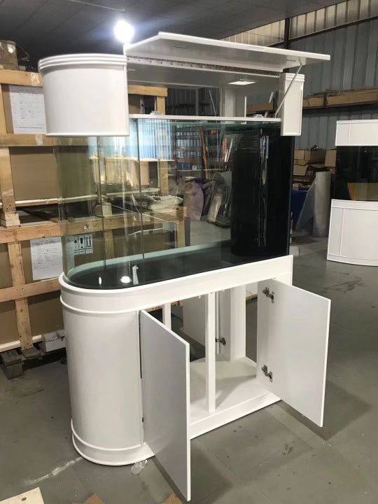 120 Gallon U-Shape Bullnose Peninsula Divider Glass Aquarium Reef-Ready in Rose Cherry Real Wood Furniture