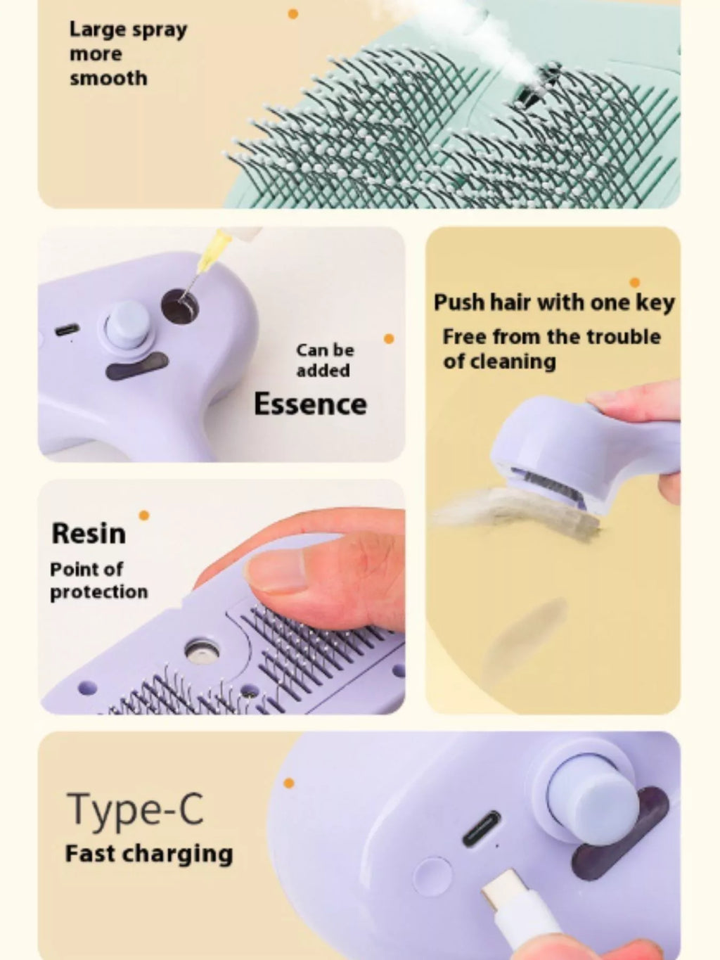 One-Touch Spray Pet Hair Remover Comb