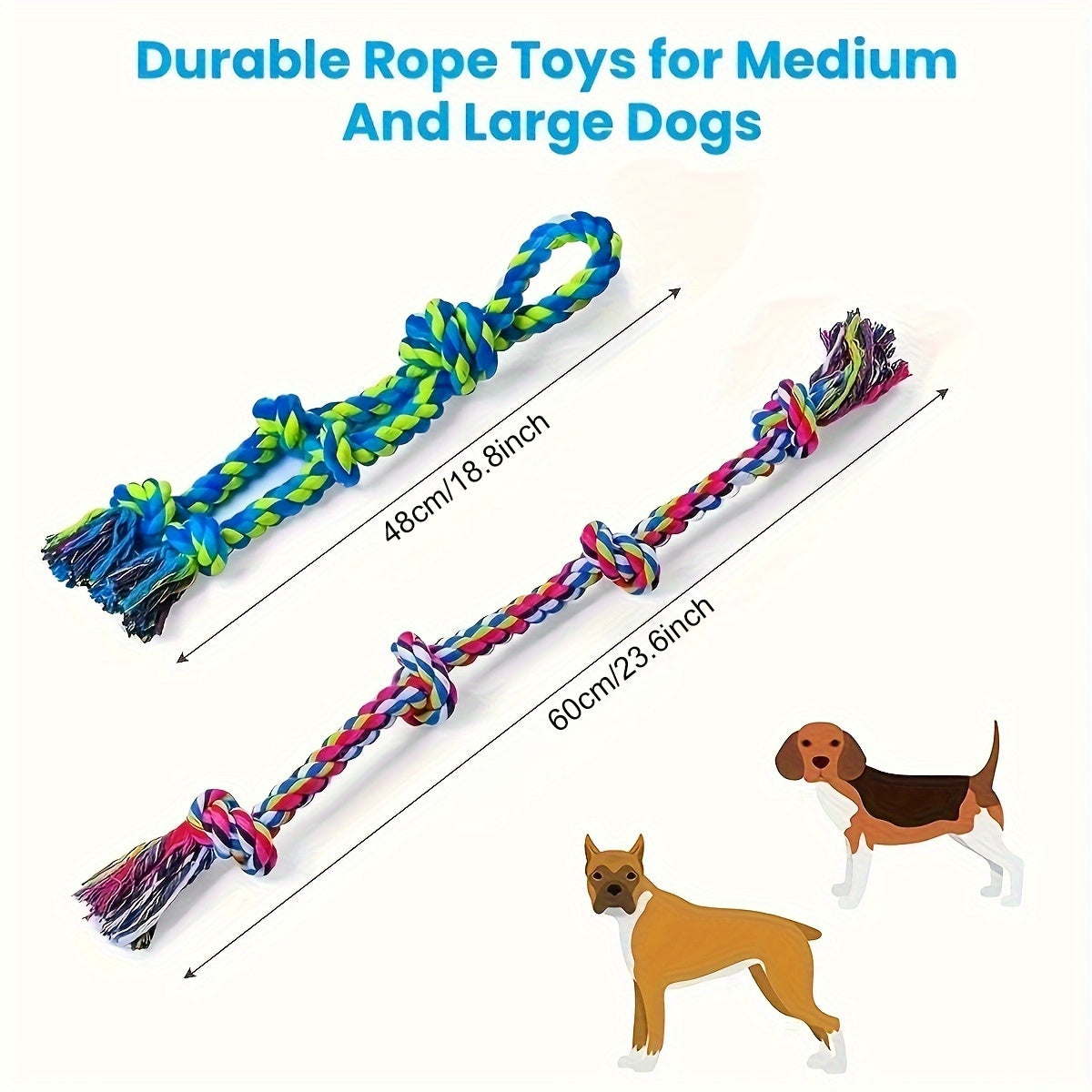 Tough Dog Rope Toys For Aggressive Chewers, Tough Tug Of War Dog Toys For Large, Medium & Small Dogs