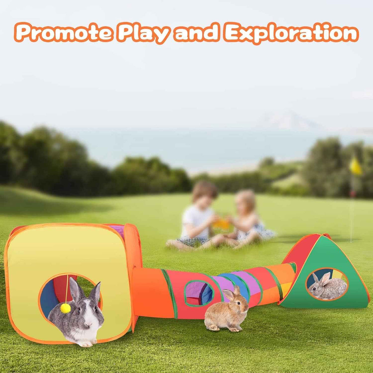 Rabbit Tunnel Toy Collapsible Play Tube Cube Set for Small Pets