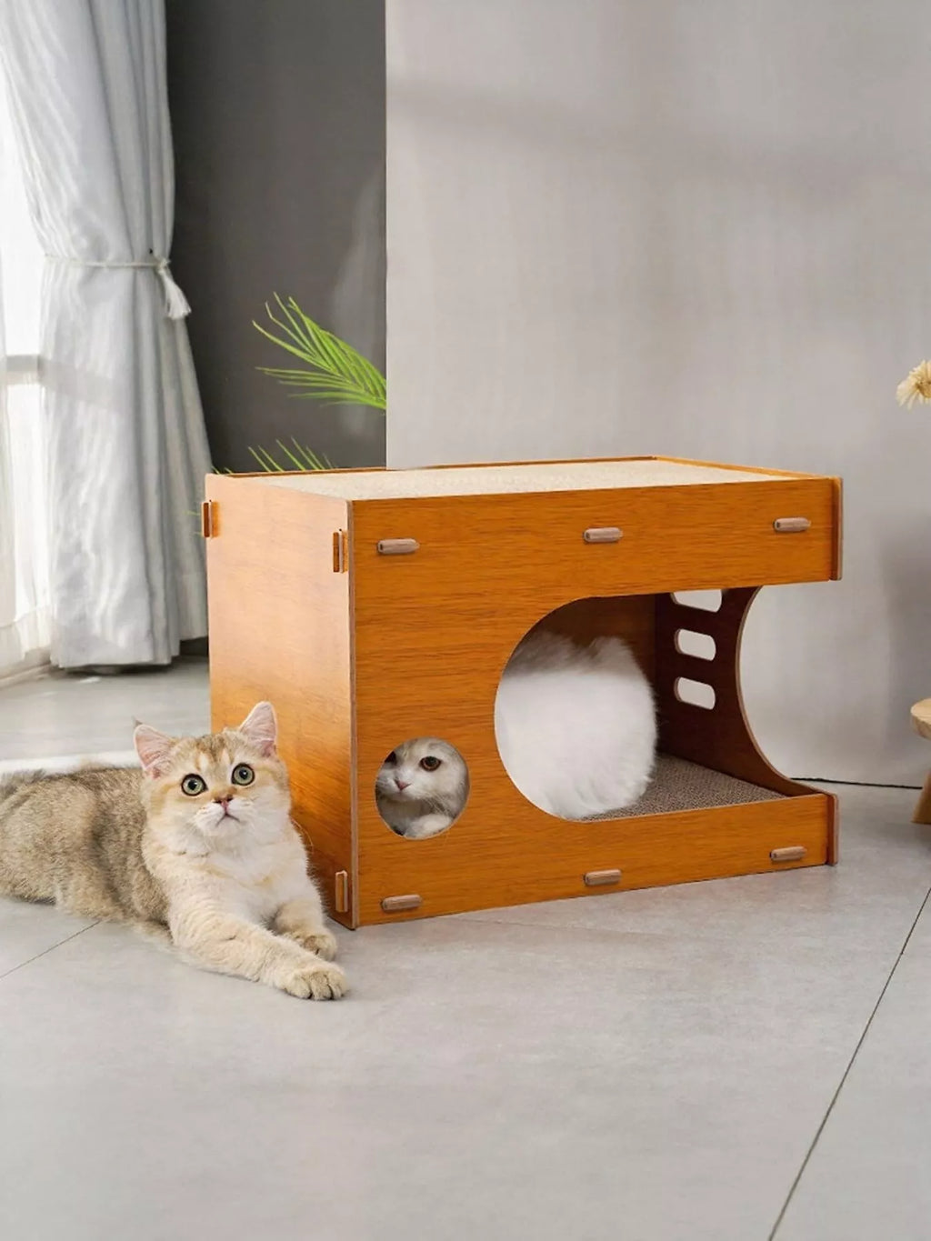 Wooden Corrugated Paper Cat House