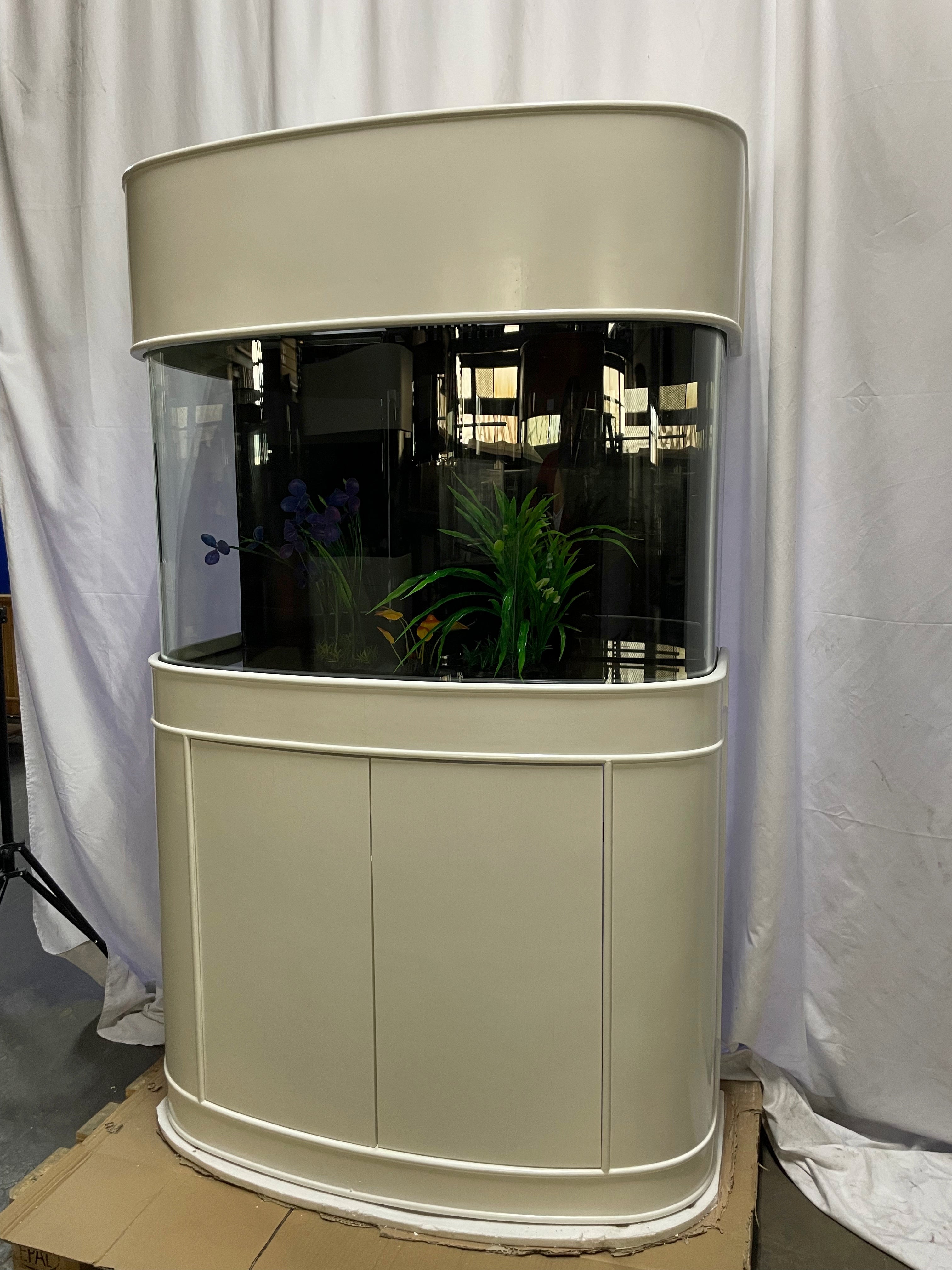 70 gallon GLASS bow front aquarium fish tank set display model