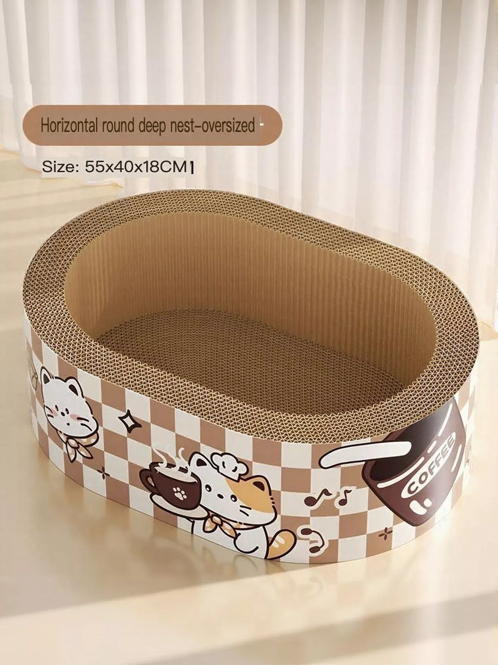 Wear-Resistant Cat Scratching Lounge Bed with Cartoon Design