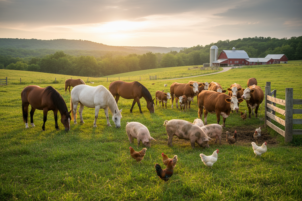 Farm Animals Grazing