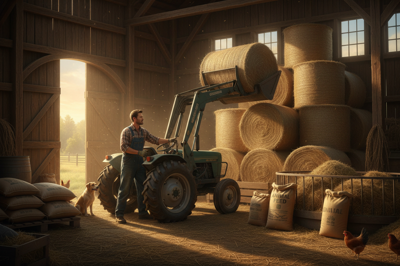 Farmer Moving Hay
